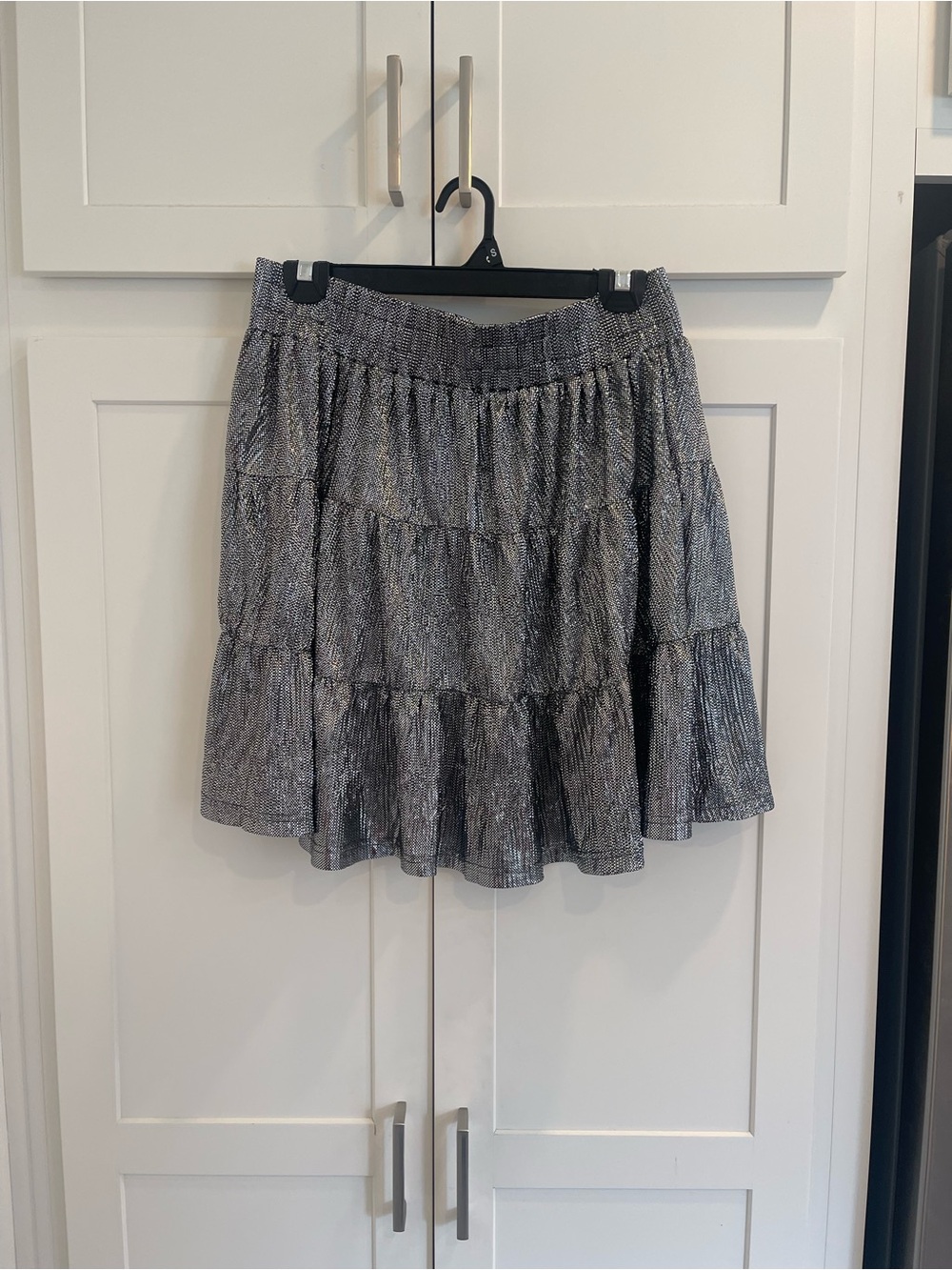 Kori Silver Metallic Layered Skirt